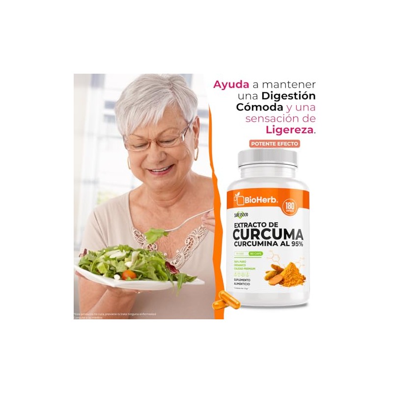 BioHerb® | Cúrcuma 95% Curcuminoides Estandarizados | 180 Cápsulas |