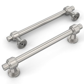 Amerdeco 10 Pack Brushed Satin Nickel Cabinet Pulls 5 Inch(128mm) Hole Center Drawer Pulls Cabinet Hardware Kitchen Cabinet Handles for Bathroom Dresser Pulls ZH0069