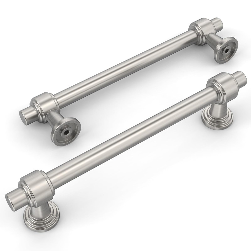 Amerdeco 10 Pack Brushed Satin Nickel Cabinet Pulls 5 Inch(128mm)