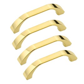 BOZONLI Handles for Kitchen Cabinets, Pack of 4, Zinc Alloy Furniture Handles, Cabinet Handles, Golden (Hole Spacing 64 mm)