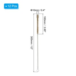 PATIKIL 12" Wire Tube Brush, 12Pcs 0.4" Diameter Brass Wire Tube Brush Pipe Cleaning Supplies for Auto Parts, Bottles, Tubes, Brass Tone