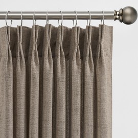 RAIN CITY Khaki Extra Long Sheer Curtains 108 Inch Long 9ft, Back Tab Pinch Pleated Linen Blended Textured Curtains with Hooks for Living Room Track System(W42xL108 in Length,2 Panesls Set)