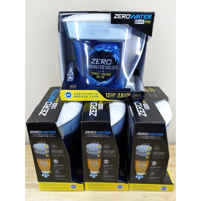 ZeroWater 12-Cup Filtration Pitcher - TDS Meter - NSF Certified