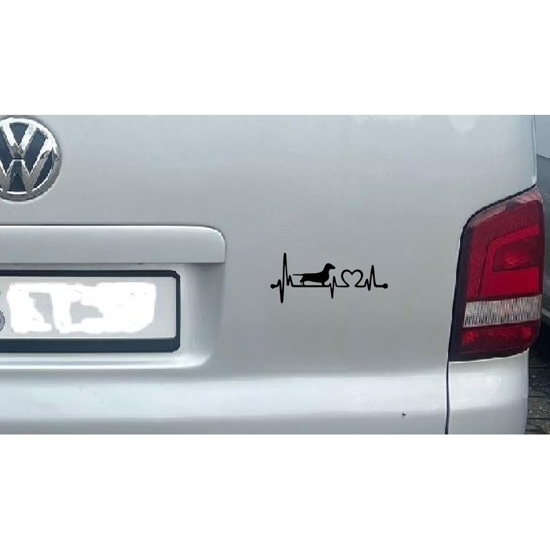 Dachshund Heartbeat Car Sticker 18 cm Wide