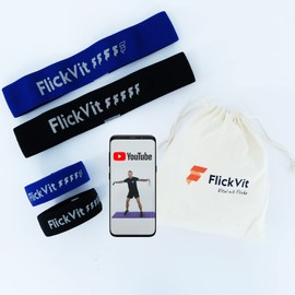 FlickVit Fitness Bands Set of 4 Professional (4 & 5) Including Carry Bag, Fitness Band Fabric, Pull-Up Band, Resistance Bands Set, Resistance Band, Elastic Band, Sport, Theraband Set