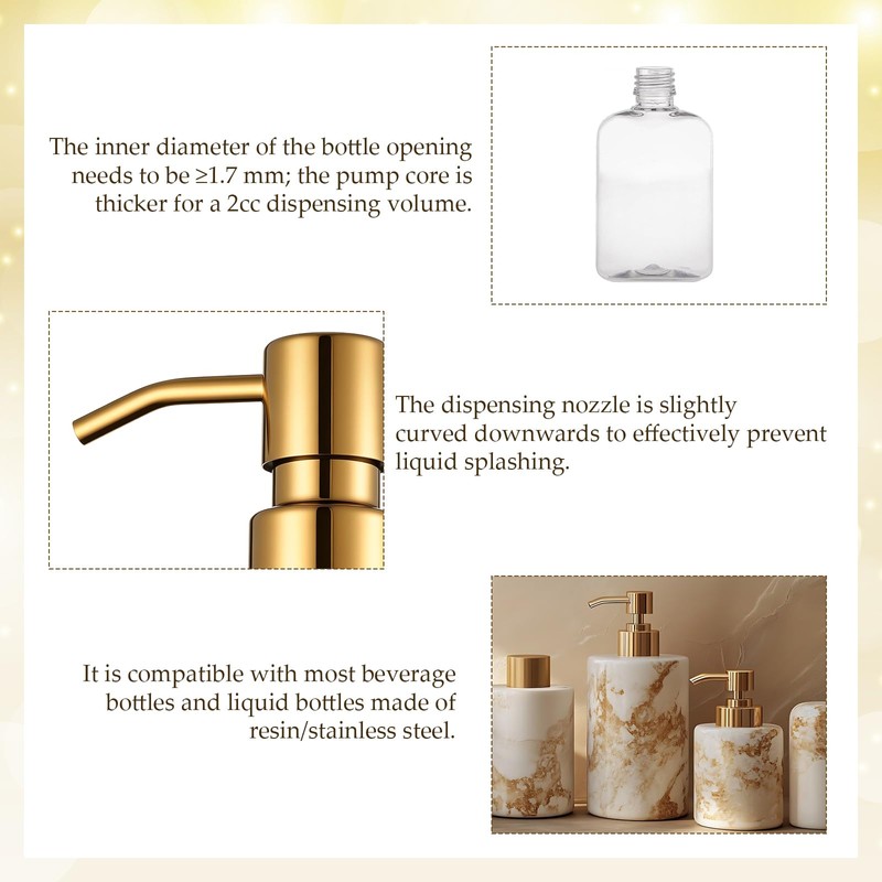 Gold Soap Dispenser Pump Stainless Steel Soap Dispenser Pump Replacement