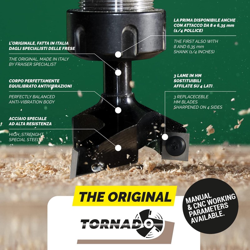 Tornado Fraiser Face Cutter 8 mm Shank for Wood Diameter
