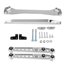 Rear Lower Control Arm Suspension Subframe Brace Tie Bar Kit, For 1996 1997 1998 1999 2000 Honda Civic DX/EX/CX/HX/Si, 1.6L Rear Lower Control Arm Suspension Kit, Silver