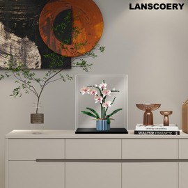 LANSCOERY Acrylic Display Case, Assemble Large Showcase Display Box for Collectibles, with Dustproof & Seamless Display Design, 18x12x16inch Thick Black Base