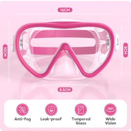 RIOROO Children's Diving Goggles, Swimming Goggles for Boys Girls Teenagers, Diving Mask with Nose Cover, 180° Panorama HD, Anti-Fog, Anti-Leak for Children 6-16 Years