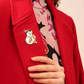 KristLand - Christmas Brooch Pin Alloy With Crystal and Enamel Corsage For Cloth Bag Cute Snowman