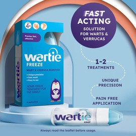 Wartie Freeze Wart and Verruca Remover, Safe For Adults and Children Aged 4+, Fast Acting Wart and Verruca Treatment For Hands and Feet, Contains 15 Applications, White, 50 ml (Pack of 1)