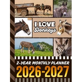 2-Year Monthly Planner 2026-2027: Hardcover / 8.5x11 Dated Organizer With 100 Blank College-Ruled Notebook Pages Combo / 24-Month Schedule / Donkey - Animal Lover Art Theme Cover