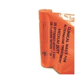25 x Clinical Waste Bags, Medium Duty, Orange, 28in x 39in - Ref: AT25/M111