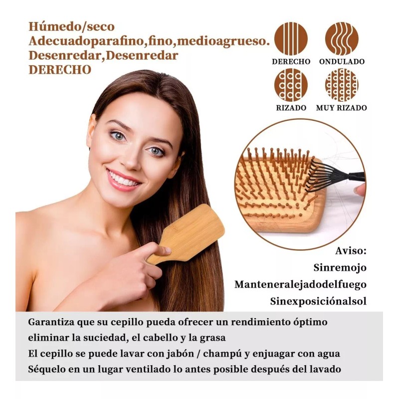 Mololan Kit De Peines De Sándalo Natural Desenredar Cabello Rizado