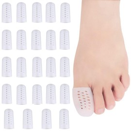 HOTQ 足指サポーター 親指 足指サック 足指保護 指サック足 足爪保護キャップ サポーター 足の親指 (白色 24個)