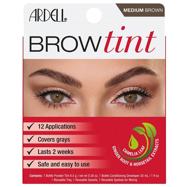 Ardell Brow Tint Medium Brown, Longer-lasting, Semi-permanent Brow Dye, with