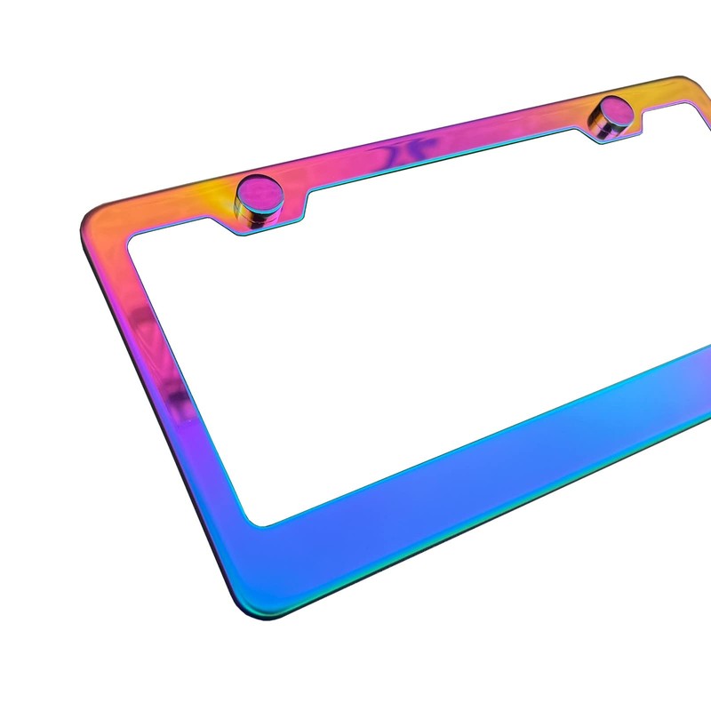 Silicone Back Guard License Plate Frame Neo Chrome Aurora Electroplating