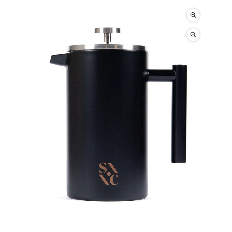 Stone & Clay Modern French Press - Black Stainless Steel