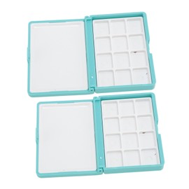Sonew Caja de Paleta de Acuarela, Caja de Acuarela Multiusos Compacta Portátil Fácil de Limpiar de 2 Piezas para Gouache (Caja Azul, 12 Rejillas)