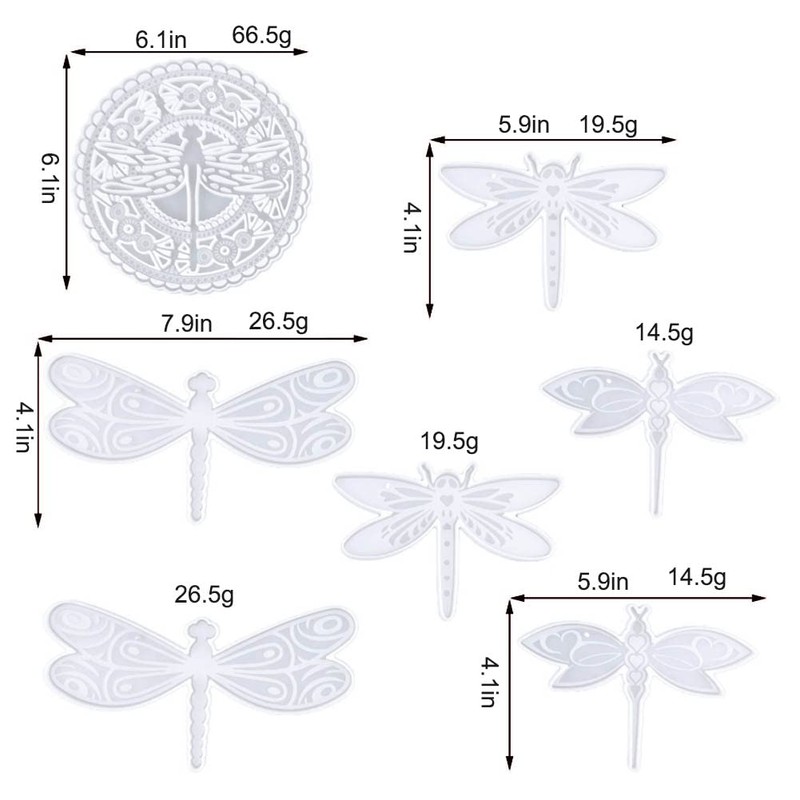 Wind Chimes Resin Molds Silicone Kit Bundle, Dragonfly Epoxy Mold