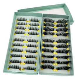 Pestañas Postizas de Mink Sintético Curvatura C, Pack de 20 Pares Naturales para Maquillaje Diario