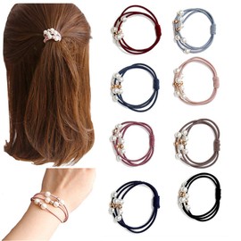 Ruihfas 10Pcs/Lot Korean Hair Accessories Multi Layer Hair Ring with Pearls Hair Rope Hairband