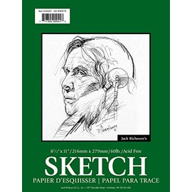 Jack Richeson 100251 100 Sheet Spiral Bound Sketch Pad, 8.5" x 11"/60 lb