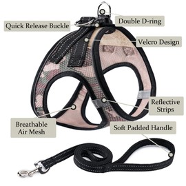 Dog Harness with Leash Set, No Pull Adjustable Reflective Step-in Puppy Pet Vest Harnesses for Small Medium Large Dogs and Cats,Camo Set XS