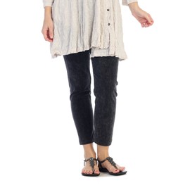 Jess & Jane Women's Mineral Washed Cotton Legging Pants (Medium, Black)