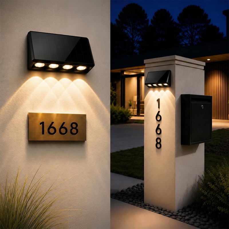 Solar Wall Lights Outdoor, 3000/4000/6500K 3 Modes Fence Lights Solar