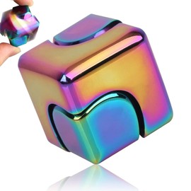 Fidget Toy, Infinity Spinner Cube for Adults, Cool Gadgets Desk Office Toys Fingertip Gyro, Leisure Stress Relief Tabletop Toy as Gift for Kids/Teens/ADHD/Autism (Rainbow)