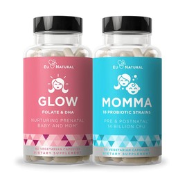 Eu Natural Prenatal Bundle | Glow Prenatal Multivitamin + Momma Probiotics | Supports Mom & Baby Health, Digestion & Pregnancy Wellness