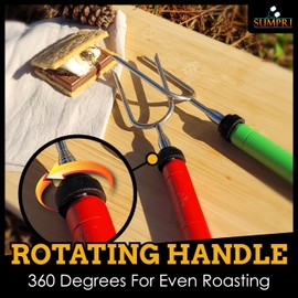 Smores Sticks For Fire Pit - Marshmallow Roasting Sticks For Campfire, Rotating Smore Sticks Set of 6 - Safe, Fun Telescoping Multicolored 34 Inch Hot Dog Sticks - SUMPRI Long Camping Skewers