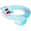 White Extension Lead Nylon 3Pin Plug, 1Gang, 5M, 13AMP, 240V