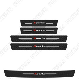 5x Carbon Fiber Sport Style Car Door Scuff Sill Cover Panel Step Trunk Protector