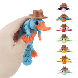 TiTiC 3D Printed Articulated Platypus, Flexible 3D Printed Animal Fidget Toys,Perfect Desk Pet for Animal Collectors, Easter Basket Essentials (Blue)