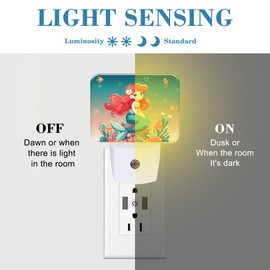 Uiaoiais Beautiful Mermaid Girl Night Light for Kids, Mermaid Girl LED Night Light Plug into Wall with Dusk to Dawn Sensor for Girls Boys Women Men Bedroom, Hallway, Kitchen, Bathroom, Stairs Decor