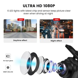 Dasaita 1080P Backup Camera, 170° Wide Angle Front/Rear View Camera, IP68 Waterproof Universal Reversing Parking Kit for Cars, Pickup Trucks, SUVs, RVs, and Vans