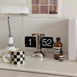 Topyond Retro Flip Clock, Cool Split Flap Display Desk Clock, Vintage Auto Flip Table Clock with Internal Gear Operation for Home and Office Décor (Black)