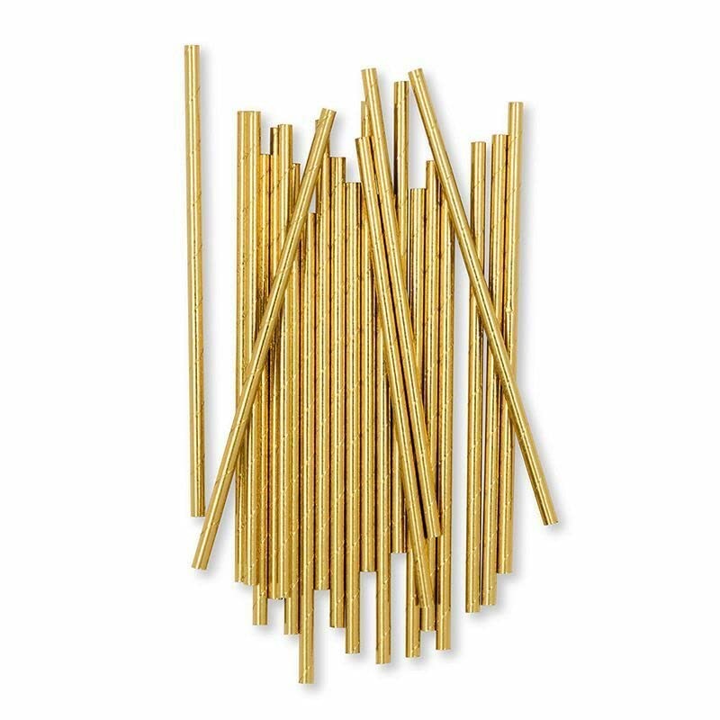 Metallic Gold PaperDrinking Straws, Disposable Gold Foil Paper Straws, Clinquant