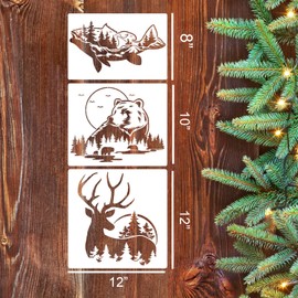 Animal Wood Burning Stencils for Painting 12” Deer Eagle Stencil Wildlife Stencils for Crafts T-Shirt Fabric Wood DIY Decor
