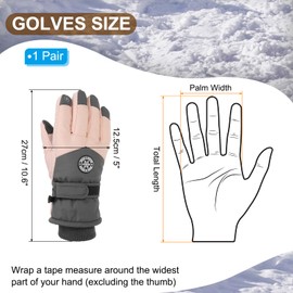 PATIKIL Winter Ski Snow Gloves, 1 Pair Waterproof Winter Warming Gloves Touchscreen Skiing Work Gloves for Women, Dark Grey-White