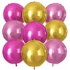 Pink Gold Round Foil Balloons 9 pcs,Metallic Giant 4D Round