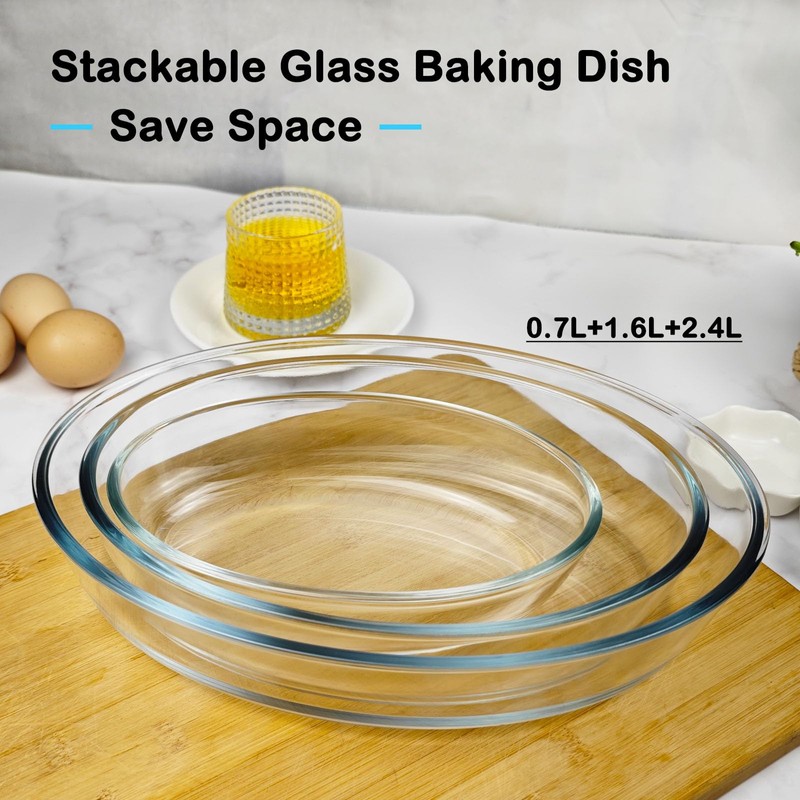 LERIYUFS 2.4L Glass Baking Dish for Oven, Borosilicate Glass Casserole