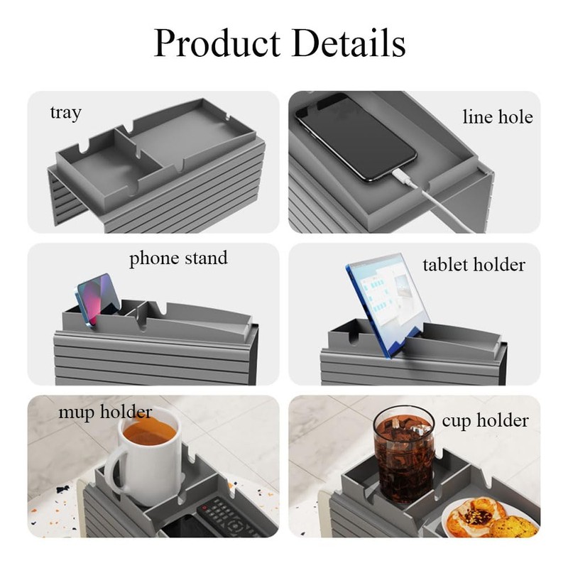 Jaugufiy Silicone Couch Cup Holder Tray Drink Holder for Sofa