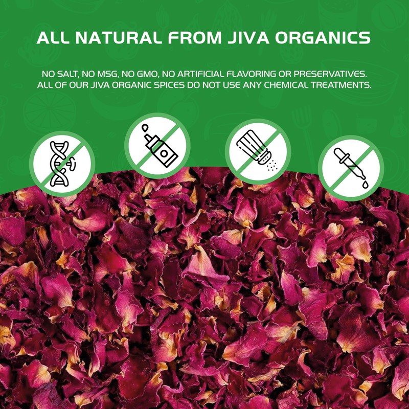 Jiva USDA Organic Dried Red Rose Petals 6 Oz (170g)