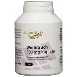 Vitaworld Boswellia Frankincense Extract, 500 mg, Original Boswellin® Extract, 350 mg Boswellic Acid per Capsule, with B Vitamins B1, B2 and B6, Vegan, 120 Capsules