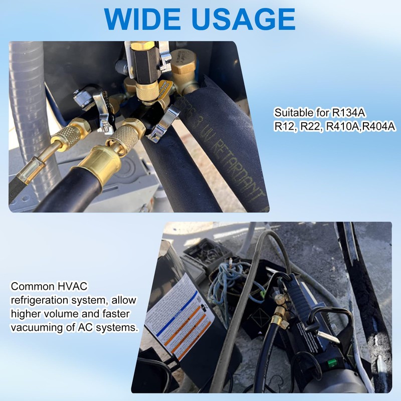 HVAC Vacuum Hose Evacuation Kit, 1/2'' ID Vacuum Refrigerant Charging