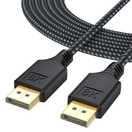 DteeDck DisplayPort 1.4 Cable 10ft, Display Port DP Cables (8K@60Hz, 4K@144Hz, 2K@165Hz, 1080P@240Hz, 32.4Gbps) 10 ft Long Cord Braided for Gaming Monitor Computer PC Laptop